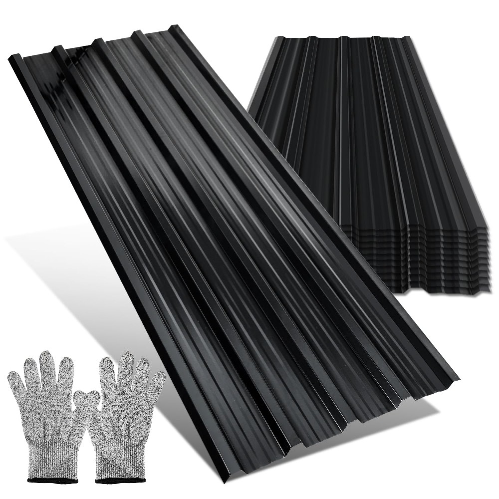 Cozykimo Ansobea Toitures en tle : Lot de 24 plaques de toit en tle ondulee, 129 x 46 cm = 14 m, acier galvanise, anthracite