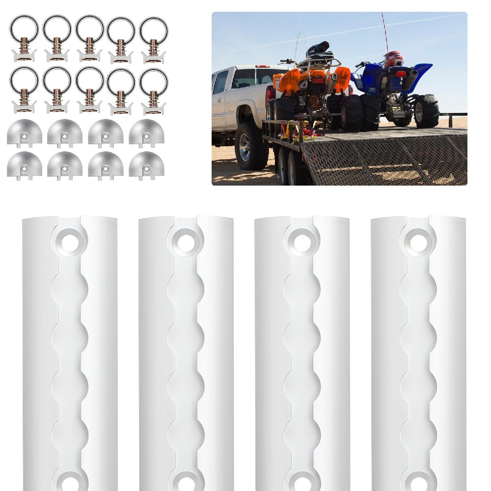 Cozykimo Ansobea Aviation Rail 4x1m Aluminum Round Tie Down Rails Semicircular Shape Tie Down Rail Kit with 10 Fixing Rings for Aircraft Tie Down Rail, 8 Rail End Caps